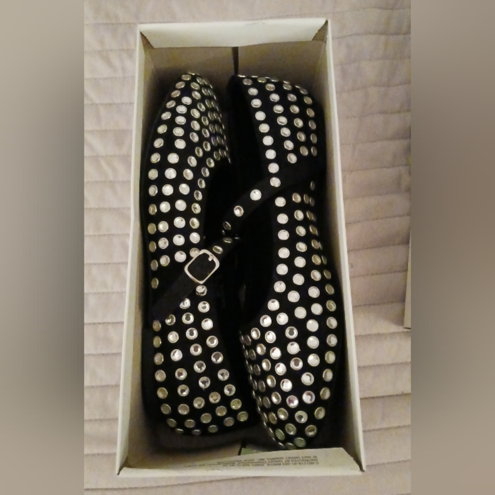 Rhinestone Studded Mary Jane Flats